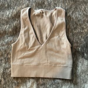 Garage Ribbed Crop Top Size XS Brown/Grey